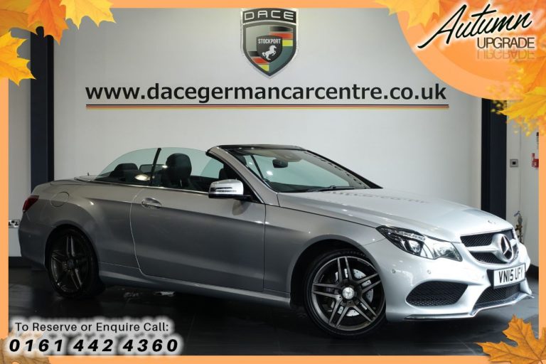 Used 2015 SILVER MERCEDES-BENZ E-CLASS Convertible 2.1 E220 BLUETEC AMG LINE 2d AUTO 174 BHP DIESEL (reg. 2015-06-05) (Automatic) for sale in Stockport