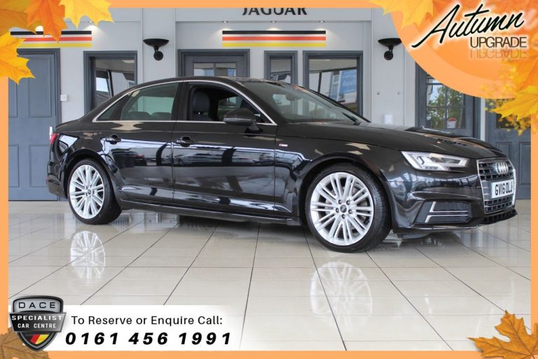 Used 2016 BLACK AUDI A4 Saloon 2.0 TDI S LINE 4d AUTO 188 BHP DIESEL (reg. 2016-06-21) (Automatic) for sale in Stockport