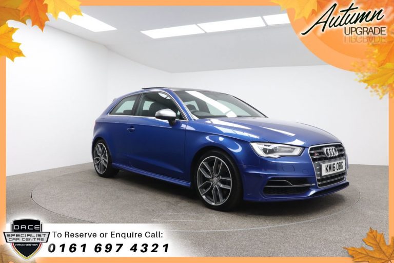 Used 2016 BLUE AUDI S3 Hatchback 2.0 S3 QUATTRO NAV 3d 296 BHP PETROL (reg. 2016-04-14) (Automatic) for sale in Stockport