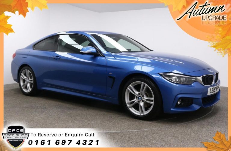 Used 2018 BLUE BMW 4 SERIES Coupe 2.0 420I M SPORT 2d AUTO 181 BHP PETROL (reg. 2018-07-31) (Automatic) for sale in Stockport