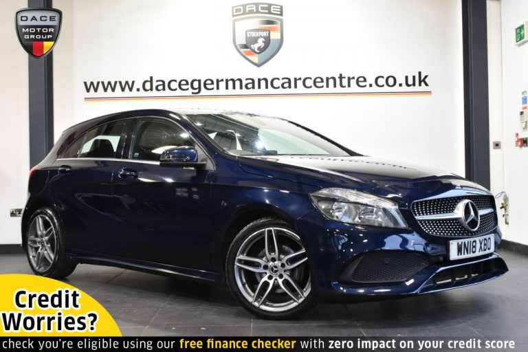 Used 2018 BLUE MERCEDES-BENZ A-CLASS Hatchback 1.5 A 180 D AMG LINE 5DR AUTO 107 BHP DIESEL (reg. 2018-04-17) (Automatic) for sale in Stockport