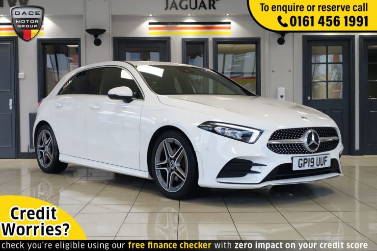 Used 2019 WHITE MERCEDES-BENZ A-CLASS Hatchback 1.5 A 180 D AMG LINE EXECUTIVE 5d AUTO 114 BHP DIESEL (reg. 2019-08-07) (Automatic) for sale in Stockport