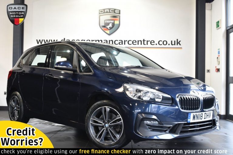 Used 2018 BLUE BMW 2 SERIES ACTIVE TOURER Hatchback 2.0 220D SPORT ACTIVE TOURER 5DR AUTO 188 BHP DIESEL (reg. 2018-08-24) (Automatic) for sale in Stockport