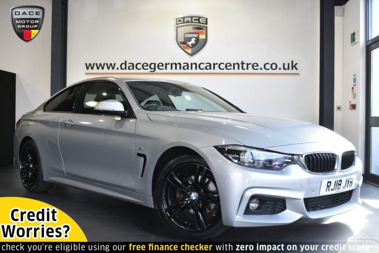 Used 2018 SILVER BMW 4 SERIES Coupe 2.0 420D M SPORT 2DR AUTO 188 BHP DIESEL (reg. 2018-06-29) (Automatic) for sale in Stockport