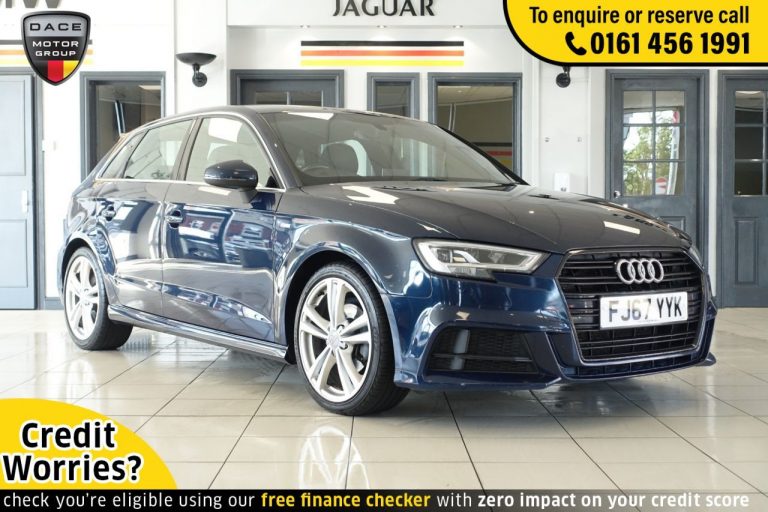 Used 2017 BLUE AUDI A3 Hatchback 2.0 TDI S LINE 5d 148 BHP DIESEL (reg. 2017-09-08) (Automatic) for sale in Stockport
