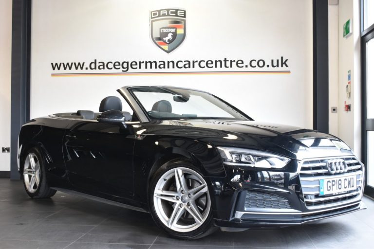 Used 2018 BLACK AUDI A5 Convertible 2.0 TFSI S LINE MHEV 2DR AUTO 188 BHP PETROL (reg. 2018-07-26) (Automatic) for sale in Stockport