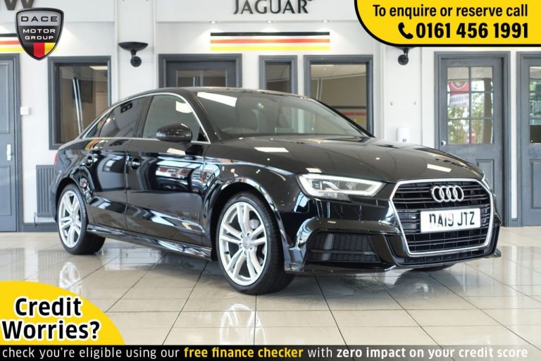Used 2019 BLACK AUDI A3 Saloon 1.0 TFSI S LINE 4d AUTO 114 BHP PETROL (reg. 2019-03-28) (Automatic) for sale in Stockport