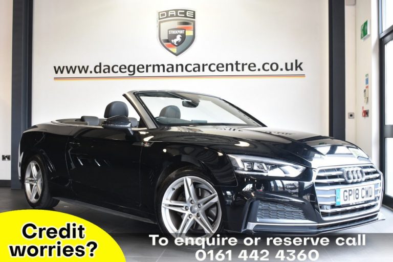 Used 2018 BLACK AUDI A5 CABRIOLET Convertible 2.0 TFSI S LINE MHEV 2DR AUTO 188 BHP PETROL (reg. 2018-07-26) (Automatic) for sale in Stockport
