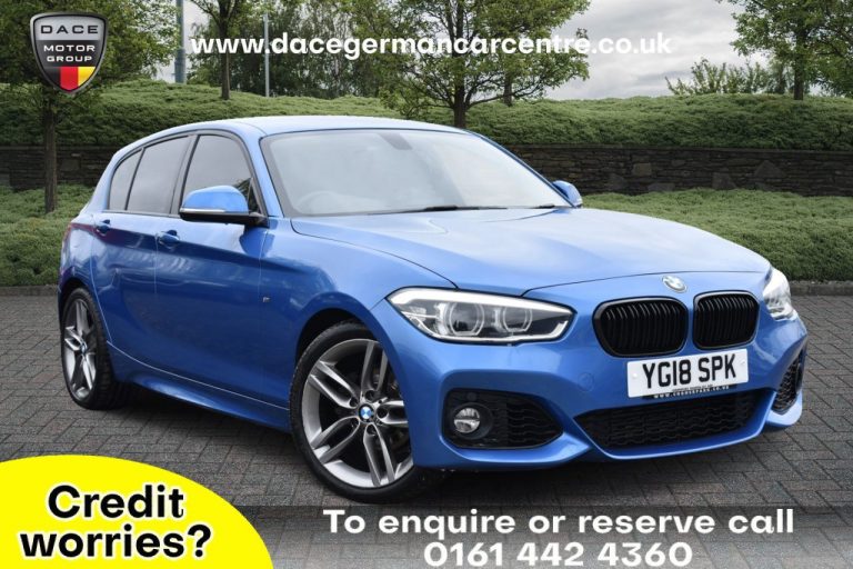 Used 2018 BLUE BMW 1 SERIES Hatchback 1.5 118I M SPORT 5DR AUTO 134 BHP PETROL (reg. 2018-08-10) (Automatic) for sale in Stockport