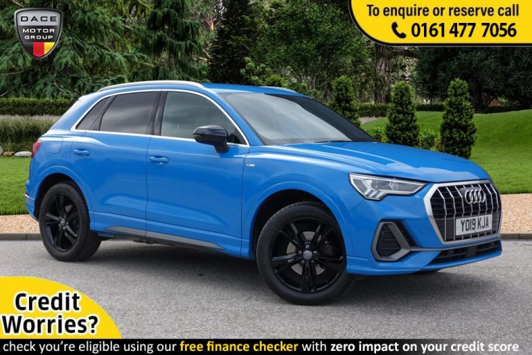 Used 2019 BLUE AUDI Q3 SUV 2.0 TDI S LINE 5d AUTO 148 BHP DIESEL (reg. 2019-07-29) (Automatic) for sale in Stockport