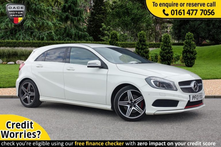Used 2013 WHITE MERCEDES-BENZ A-CLASS Hatchback 2.0 A250 BLUEEFFICIENCY ENGINEERED BY AMG 5d 211 BHP PETROL (reg. 2013-04-24) (Automatic) for sale in Stockport
