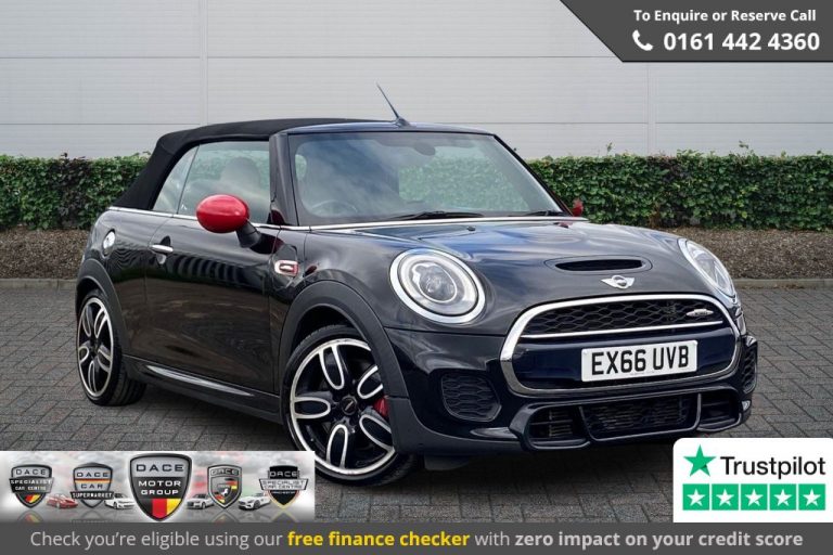 Used 2016 BLACK MINI CONVERTIBLE Convertible 2.0 JOHN COOPER WORKS 2DR AUTO 228 BHP PETROL (reg. 2016-10-15) (Automatic) for sale in Stockport