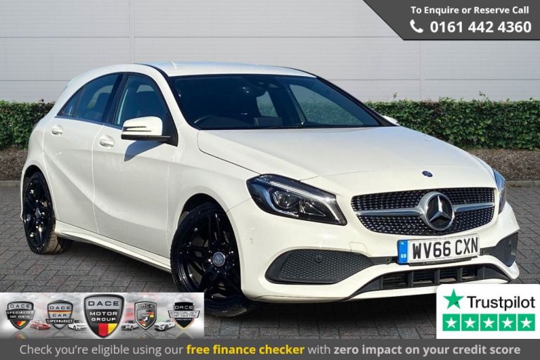 Used 2016 WHITE MERCEDES-BENZ A-CLASS Hatchback 1.6 A 180 AMG LINE PREMIUM 5DR AUTO 121 BHP PETROL (reg. 2016-09-08) (Automatic) for sale in Stockport