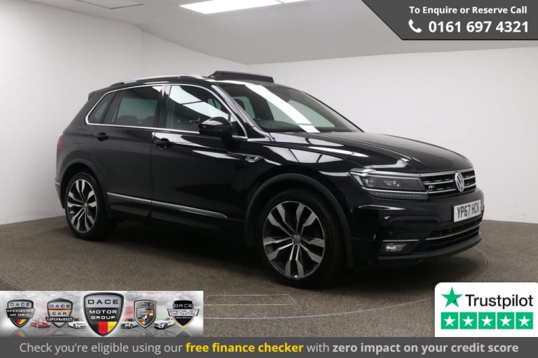 Used 2017 BLACK VOLKSWAGEN TIGUAN 4x4 2.0 R LINE TDI BMT 4MOTION DSG 5d AUTO 148 BHP DIESEL (reg. 2017-10-27) (Automatic) for sale in Stockport