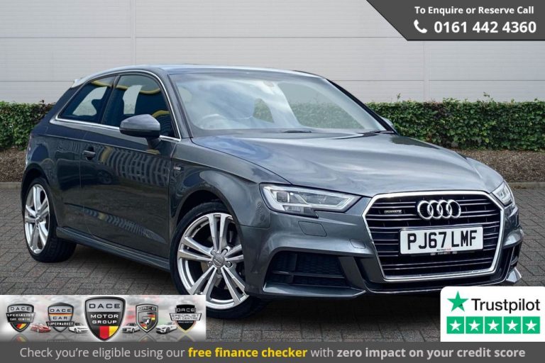 Used 2017 GREY AUDI A3 Hatchback 2.0 TDI QUATTRO S LINE 3DR AUTO 182 BHP DIESEL (reg. 2017-10-31) (Automatic) for sale in Stockport
