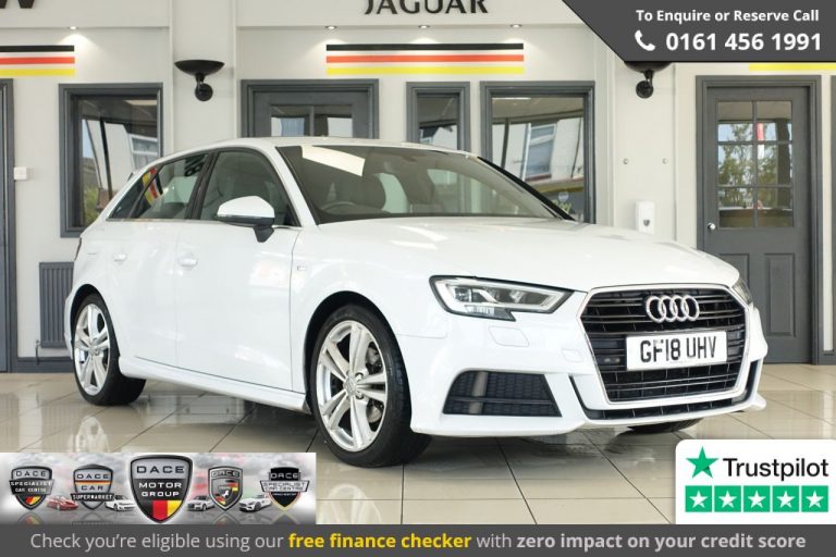 Used 2018 WHITE AUDI A3 Hatchback 1.5 TFSI S LINE 5d 148 BHP PETROL (reg. 2018-04-18) (Automatic) for sale in Stockport