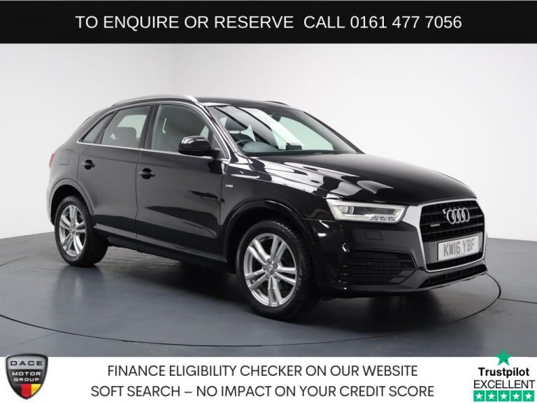 Used 2016 BLACK AUDI Q3 SUV 2.0 TDI S line SUV 5dr Diesel S Tronic quattro Euro 6 (s/s) (Nav) (184 ps) DIESEL (reg. 2016-07-07) (Automatic) for sale in Stockport