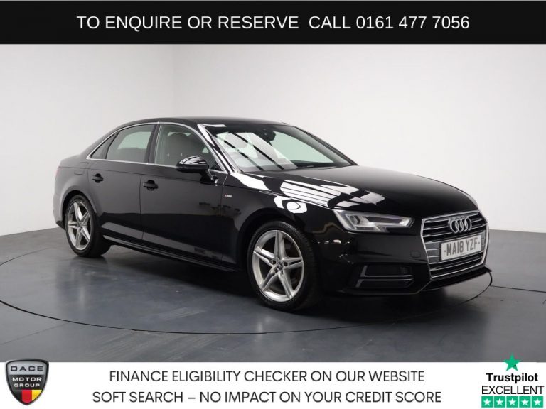 Used 2018 BLACK AUDI A4 Saloon 1.4 TFSI S line Saloon 4dr Petrol S Tronic Euro 6 (s/s) (150 ps) PETROL (reg. 2018-03-29) (Automatic) for sale in Stockport
