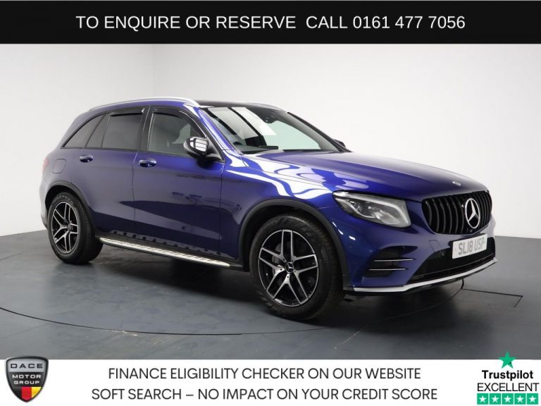 Used 2018 BLUE MERCEDES-BENZ GLC SUV 3.0 GLC43 V6 AMG (Premium Plus) SUV 5dr Petrol G-Tronic 4MATIC Euro 6 (s/s) (367 ps) PETROL (reg. 2018-05-04) (Automatic) for sale in Stockport