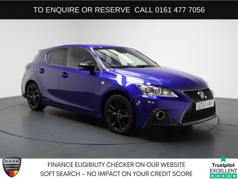 Used 2019 BLUE LEXUS CT Hatchback 1.8 200h F Sport Hatchback 5dr Petrol Hybrid E-CVT Euro 6 (s/s) (136 ps) PETROL HYBRID (reg. 2019-01-23) (Automatic) for sale in Stockport