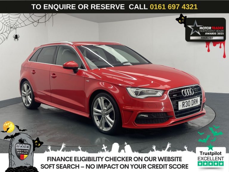 Used 2015 RED AUDI A3 Hatchback 2.0 TDI S line Sportback 5dr Diesel S Tronic quattro Euro 6 (s/s) (184 ps) DIESEL (reg. 2015-12-28) (Automatic) for sale in Stockport