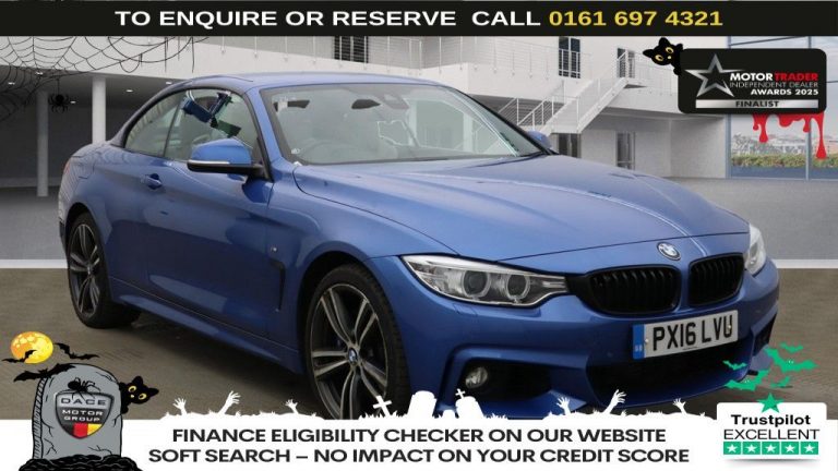 Used 2016 BLUE BMW 4 SERIES Convertible 3.0 435d M Sport Convertible 2dr Diesel Auto xDrive Euro 6 (s/s) (313 ps) DIESEL (reg. 2016-03-01) (Automatic) for sale in Stockport