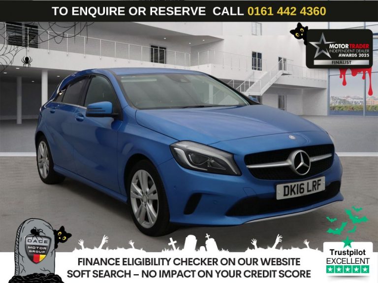Used 2016 BLUE MERCEDES-BENZ A-CLASS Hatchback 1.6 A180 Sport (Premium) Hatchback 5dr Petrol 7G-DCT Euro 6 (s/s) (122 ps) PETROL (reg. 2016-05-03) (Automatic) for sale in Stockport
