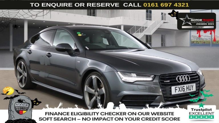 Used 2016 GREY AUDI A7 Hatchback 3.0 TDI V6 Black Edition Sportback 5dr Diesel S Tronic quattro Euro 6 (s/s) (218 ps) DIESEL (reg. 2016-08-24) (Automatic) for sale in Stockport
