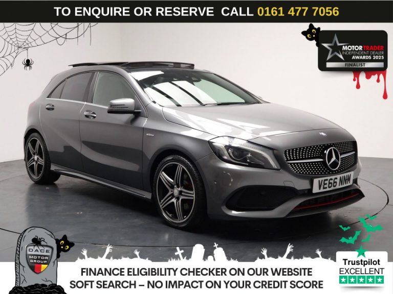 Used 2016 GREY MERCEDES-BENZ A-CLASS Hatchback 2.0 A250 AMG (Premium) Hatchback 5dr Petrol 7G-DCT Euro 6 (s/s) (218 ps) PETROL (reg. 2016-12-30) (Automatic) for sale in Stockport