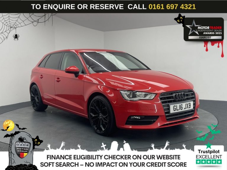 Used 2016 RED AUDI A3 Hatchback 2.0 TDI Sport Sportback 5dr Diesel S Tronic Euro 6 (s/s) (Nav) (150 ps) DIESEL (reg. 2016-05-17) (Automatic) for sale in Stockport