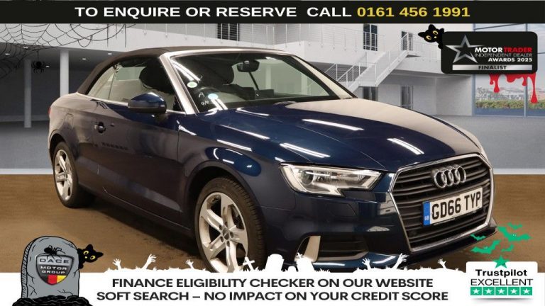 Used 2017 BLUE AUDI A3 CABRIOLET Convertible 1.4 TFSI CoD Sport Convertible 2dr Petrol S Tronic Euro 6 (s/s) (150 ps) PETROL (reg. 2017-02-24) (Automatic) for sale in Stockport