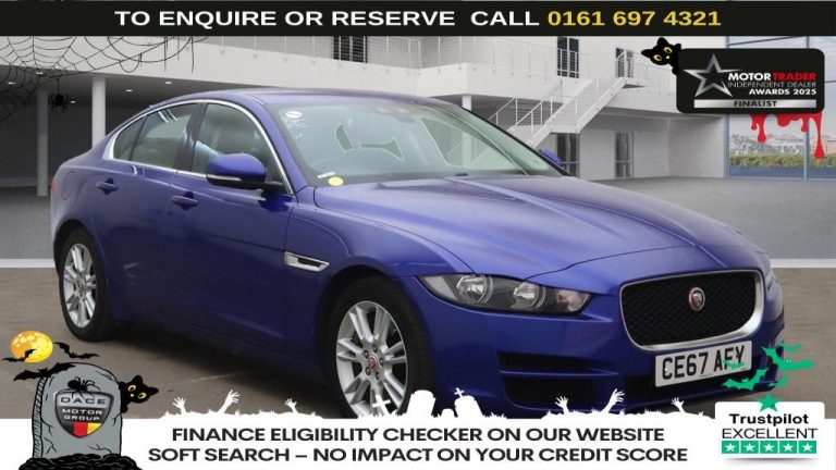 Used 2017 BLUE JAGUAR XE Saloon 2.0i Prestige Saloon 4dr Petrol Auto Euro 6 (s/s) (200 ps) PETROL (reg. 2017-10-26) (Automatic) for sale in Stockport