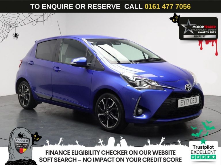 Used 2017 BLUE TOYOTA YARIS Hatchback 1.5 VVT-i Design Hatchback 5dr Petrol CVT Euro 6 (111 ps) PETROL (reg. 2017-06-30) (Automatic) for sale in Stockport
