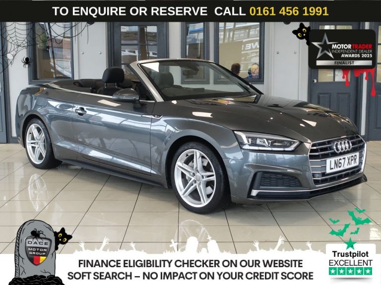 Used 2017 GREY AUDI A5 CABRIOLET Convertible 2.0 TDI S line Convertible 2dr Diesel S Tronic Euro 6 (s/s) (190 ps) DIESEL (reg. 2017-09-01) (Automatic) for sale in Stockport