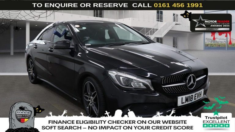 Used 2018 BLACK MERCEDES-BENZ CLA Saloon 1.6 CLA180 AMG Line Coupe 4dr Petrol 7G-DCT Euro 6 (s/s) (122 ps) PETROL (reg. 2018-04-24) (Automatic) for sale in Stockport