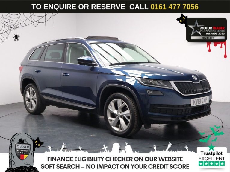 Used 2018 BLUE SKODA KODIAQ SUV 2.0 TSI Edition SUV 5dr Petrol DSG 4WD Euro 6 (s/s) (7 Seat) (180 ps) PETROL (reg. 2018-04-01) (Automatic) for sale in Stockport