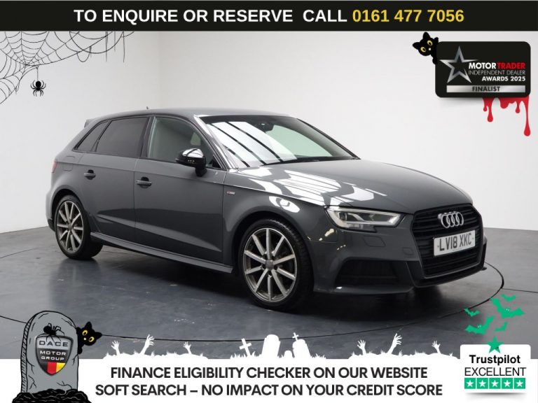 Used 2018 GREY AUDI A3 Hatchback 2.0 TDI Black Edition Sportback 5dr Diesel S Tronic Euro 6 (s/s) (150 ps) DIESEL (reg. 2018-05-09) (Automatic) for sale in Stockport