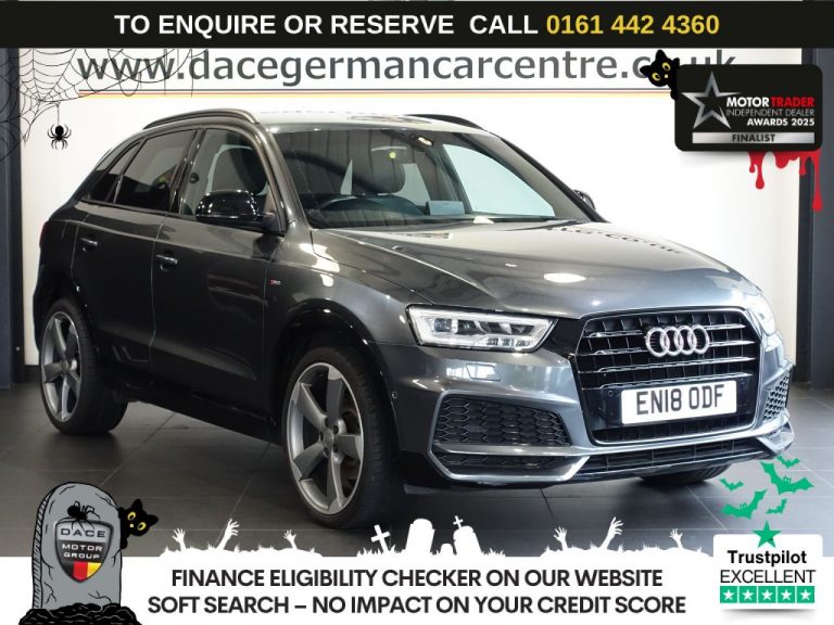 Used 2018 GREY AUDI Q3 SUV 1.4 TFSI CoD Black Edition SUV 5dr Petrol S Tronic Euro 6 (s/s) (150 ps) PETROL (reg. 2018-06-30) (Automatic) for sale in Stockport