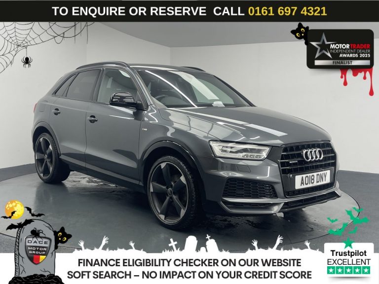 Used 2018 GREY AUDI Q3 SUV 2.0 TFSI Black Edition SUV 5dr Petrol S Tronic quattro Euro 6 (s/s) (180 ps) PETROL (reg. 2018-03-25) (Automatic) for sale in Stockport