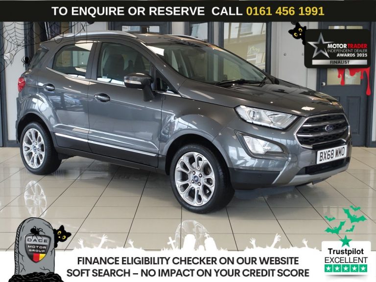 Used 2018 GREY FORD ECOSPORT SUV 1.0T EcoBoost GPF Titanium SUV 5dr Petrol Auto Euro 6 (s/s) (125 ps) PETROL (reg. 2018-11-29) (Automatic) for sale in Stockport
