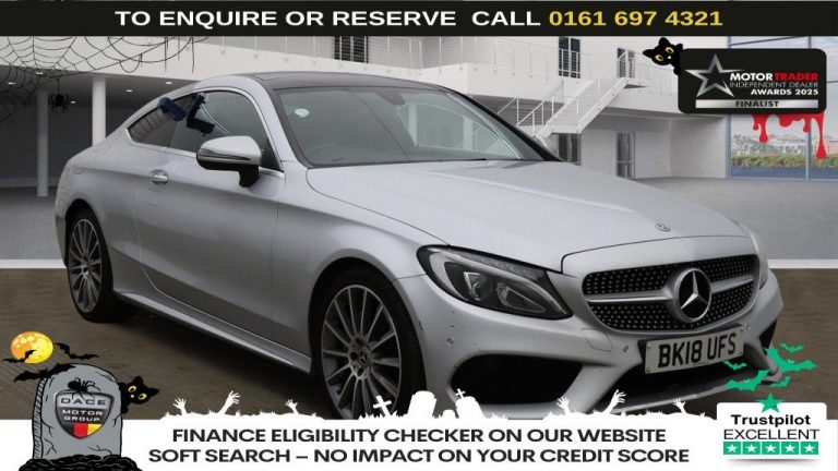 Used 2018 SILVER MERCEDES-BENZ C-CLASS Coupe 2.1 C220d AMG Line (Premium) Coupe 2dr Diesel G-Tronic+ Euro 6 (s/s) (170 ps) DIESEL (reg. 2018-06-29) (Automatic) for sale in Stockport