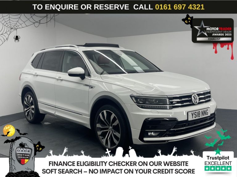 Used 2018 WHITE VOLKSWAGEN TIGUAN ALLSPACE SUV 2.0 TSI R-Line SUV 5dr Petrol DSG 4Motion Euro 6 (s/s) (180 ps) PETROL (reg. 2018-06-11) (Automatic) for sale in Stockport