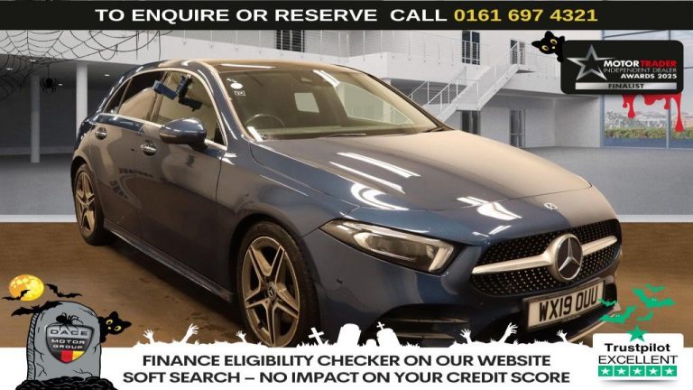 Used 2019 BLUE MERCEDES-BENZ A-CLASS Hatchback 1.5 A180d AMG Line (Premium Plus) Hatchback 5dr Diesel 7G-DCT Euro 6 (s/s) (116 ps) DIESEL (reg. 2019-03-01) (Automatic) for sale in Stockport
