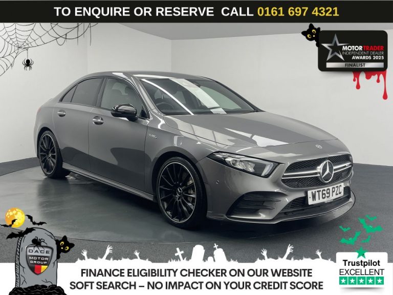Used 2019 GREY MERCEDES-BENZ A-CLASS Saloon 2.0 A35 AMG (Premium) Saloon 4dr Petrol SpdS DCT 4MATIC Euro 6 (s/s) (306 ps) PETROL (reg. 2019-11-08) (Automatic) for sale in Stockport