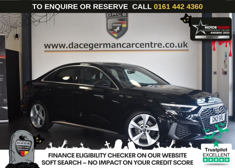 Used 2021 BLACK AUDI A3 Saloon 1.5 TFSI 35 S line Saloon 4dr Petrol S Tronic Euro 6 (s/s) (150 ps) PETROL (reg. 2021-06-29) (Automatic) for sale in Stockport