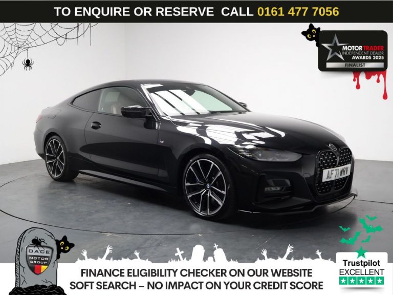 Used 2021 BLACK BMW 4 SERIES Coupe 2.0 430i M Sport Coupe 2dr Petrol Auto Euro 6 (s/s) (245 ps) PETROL (reg. 2021-10-08) (Automatic) for sale in Stockport