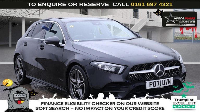 Used 2021 BLACK MERCEDES-BENZ A-CLASS Hatchback 2.0 A200d AMG Line Hatchback 5dr Diesel 8G-DCT Euro 6 (s/s) (150 ps) DIESEL (reg. 2021-09-01) (Automatic) for sale in Stockport