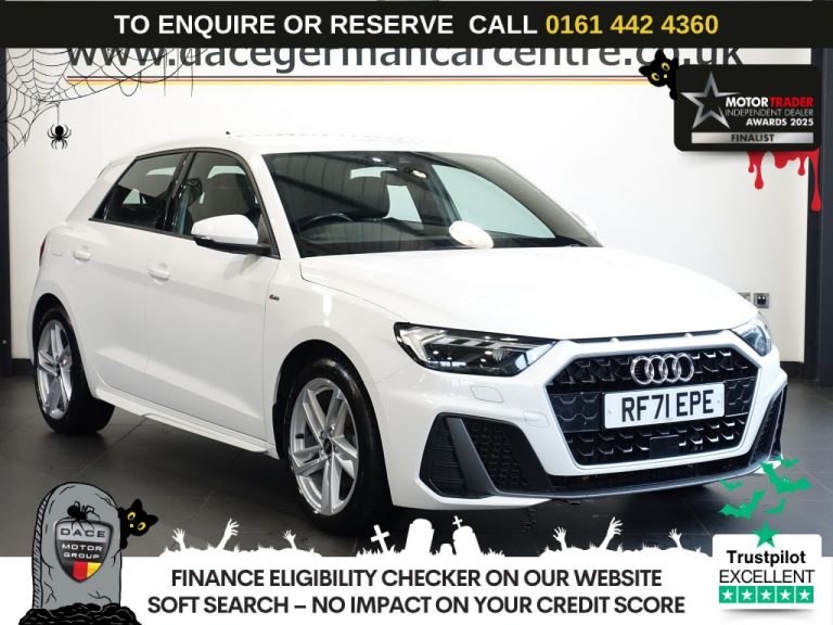 Used 2022 WHITE AUDI A1 Hatchback 1.0 TFSI 25 S line Sportback 5dr Petrol S Tronic Euro 6 (s/s) (95 ps) PETROL (reg. 2022-02-09) (Automatic) for sale in Stockport