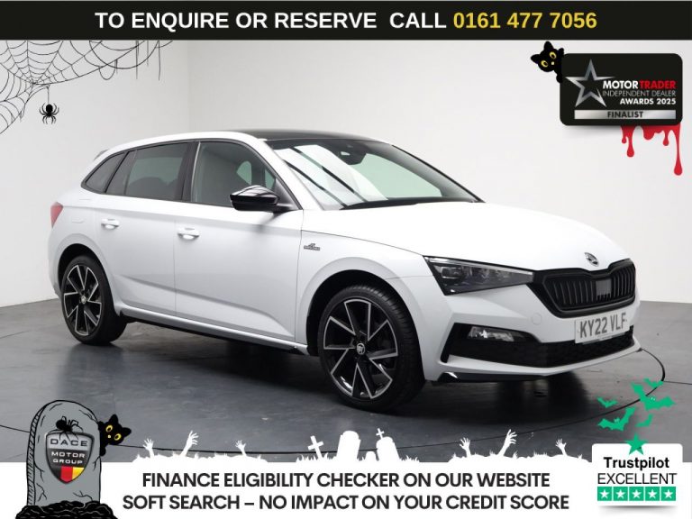 Used 2022 WHITE SKODA SCALA Hatchback 1.0 TSI Monte Carlo Hatchback 5dr Petrol DSG Euro 6 (s/s) (110 ps) PETROL (reg. 2022-03-16) (Automatic) for sale in Stockport