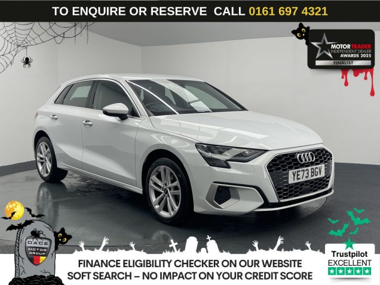 Used 2023 WHITE AUDI A3 Hatchback 1.0 TFSI 30 Sport Sportback 5dr Petrol S Tronic Euro 6 (s/s) (110 ps) PETROL (reg. 2023-10-13) (Automatic) for sale in Stockport